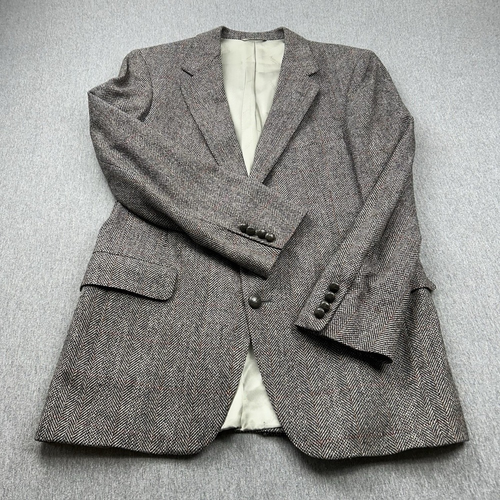 AQUASCUTUM Herringbone Wool Blazer Men's 41? Gray Two Button London